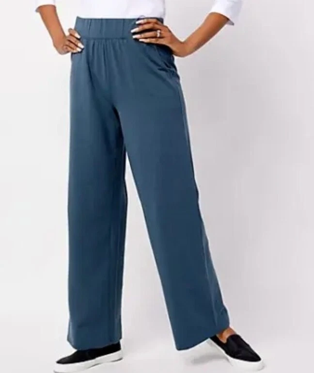 Denim & Co. Pantalones de jersey regulares largos con bolsillo pizarra oscura X-pequeños A469376 Foto 1 de 1