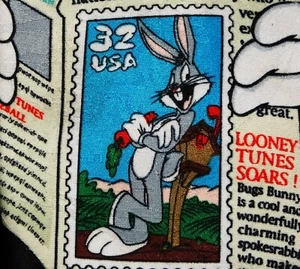 Looney Tunes Stamp Collection Novelty Necktie Cartoon Licensed Bugs Bunny 1997 - Picture 1 of 4