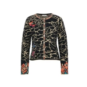 Ivko Jacke Cardigan Jacquard Wolle Baumwolle Galsmalerei schwarz black - Picture 1 of 2