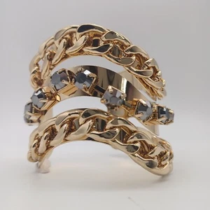 Brazalete Brazalete Body Rythm NUEVA YORK Mujer Color Dorado Puño Ancho Estrás  - Imagen 1 de 11