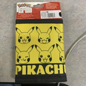 Pokemon Pikachu 2023 Trifold Wallet New Bioworld New Nylon Yellow Black Retro - Picture 1 of 6