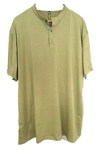 Mens Fashion Henley Shirt Short Sleeve Casual Half Button-Down Solid Olive (69) - Picture 1 of 8
