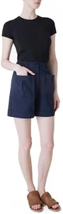 Tibi - Seersucker Pocket Shorts in Navy Blue, Size 6, New with Tags - Picture 1 of 2