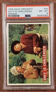 1956 Orange Davy Crockett #34 Davy is Challenged Original Collector Card PSA 8 - Picture 1 of 2