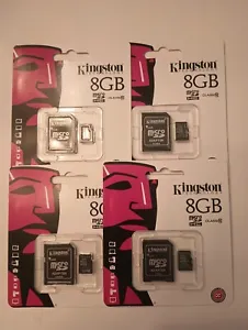 Lot Of 4 Kingston 8GB microSD + Adapter Class 10 | Brand New SEALED - Picture 1 of 3