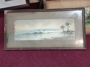 Antique Impressionist Seascape Watercolor Painting Annie L. Gorham - Picture 1 of 6