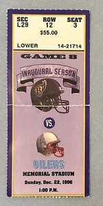 1996 Houston Oilers (Final / Last Game) Ticket Stub 12/22/96 v Baltimore Ravens - Picture 1 of 2