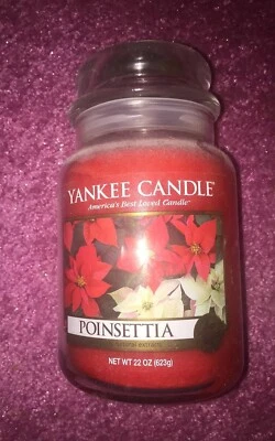 Grand pot Yankee Candle 22 oz Deerfield poinsettia à la retraite RARE VHTF - Photo 1/2