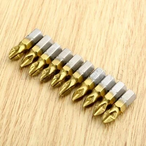 25mm Titanium Coated Magnetic PH2 Screwdriver Bits Cross Screwdriver Hex Shank - Picture 1 of 12