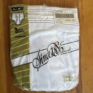 VTG SEARS Golden Comfort Underwear Brief White Mens Sz 36 Made USA NEW Open Pk 3 - Picture 1 of 8