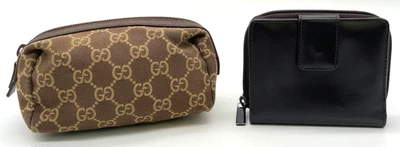 Auth Gucci GG Canvas Leather Beige Brown Pouch/Wallet Set2 i110391 - Image 1 of 4