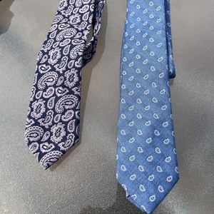 Black Brown 1826 Men's Paisley Silk Tie Lot o 2 -Silk & Silk / Cttn Blend (blue) - Picture 1 of 7