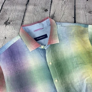 Tommy Bahama Leinenhemd Herren Large Regenbogen Bunt Kurzarm Knopfleiste - Bild 1 von 8