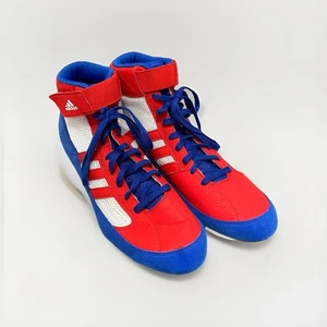 Adidas AQ3324 Adult Mens Red Blue & White Wrestling Shoes VERY NICE Size 10 HTF - Picture 1 of 11