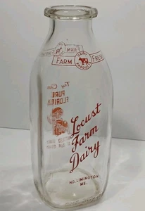 Vintage HEUSCHRECKE MILCH QUART MILCHFLASCHE LIMINGTON MAINE MILCHFLASCHE ROT & ORANGE - Bild 1 von 23