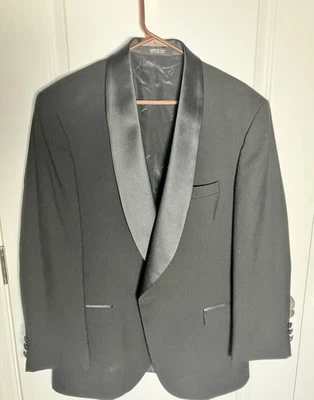 Chaqueta de esmoquin negra Oscar de la Renta LaVida para hombre con ribete de satén talla 41R Foto 1 de 3