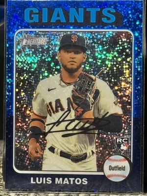 2024 Topps Heritage - Luis Matos #101 Chrome Blue Sparkle Refractor (RC) - Image 1 of 2