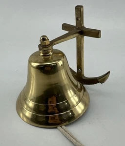 Messing Maritim Schiff Anker Glocke Wandhalterung Deko mit Seil Vintage - Bild 1 von 11
