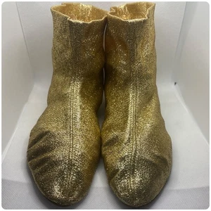 1960s Gold Lamé Lurex Space Age Ankle Booties - Mod Go‑Go Boots - 6.5 - 7 - Picture 1 of 4