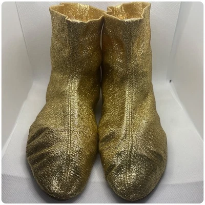 1960s Gold Lamé Lurex Space Age Ankle Booties - Mod Go‑Go Boots - 6.5 - 7 - Image 1 of 4