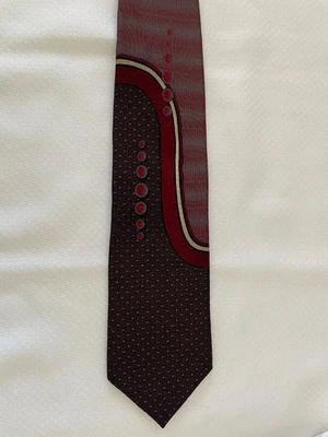 Urban стрела геометрический современного искусства бордовый белый коричневый шелковый галстук винтажный - Изображение 1 из 3