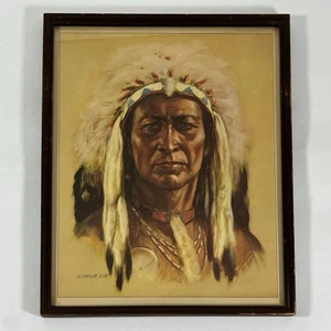 Vintage A. Sherriff Scott Portrait of Chief Sitting Bull Druck, gerahmt 12" x 10" - Bild 1 von 11