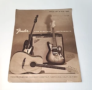 Folleto de lista de precios Fender agosto 1965 "Instrumentos eléctricos finos" - Imagen 1 de 7