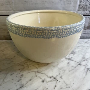 Vintage Keramik Rührschüssel blau Schwamm Geschirr Rand 10 Zoll Durchmesser - Bild 1 von 12