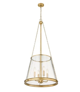 Z-Lite Prescott 4 Light 18" Wide Pendant in Rubbed Brass *NEW* - Picture 1 of 8