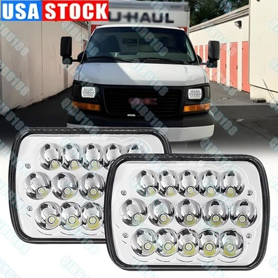 Par de faros LED HI-LO para Chevy Express 1500 2500 3500 GMC H4 5x7 7x6 pulgadas Foto 1 de 4