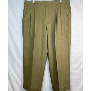Pantalone elegante Zanella uomo 36 kaki 100% lana plissettato davanti gamba dritta orlo con polsini - Foto 1 di 9