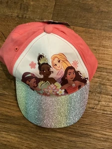 Disney Princess Toddler Baseball Adjustable Cap / Hat Coral With Sparkly Bill - Picture 1 of 4
