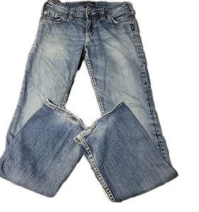 SILVER Jeans Womens 27x32 Blue Suki Low Rise Curvy Bootcut Thick Stitched Pocket - Picture 1 of 11