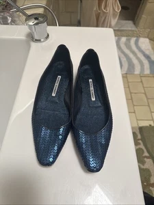 Ballerine Manolo Blahnik blu royal con paillettes 9,5 (39,5) - Foto 1 di 10