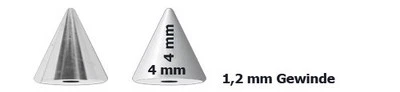 Set 2 Piercing Gioielli Chiusura Punte Cone 4mm Larghezza 4-16mm Lungo Acciaio - Immagine 1 di 2