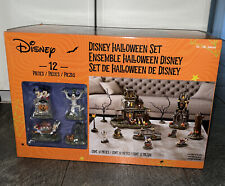 Disney Halloween Set Village Haunted House 12 Piece Ensemble Mickey, Goofy - NEW