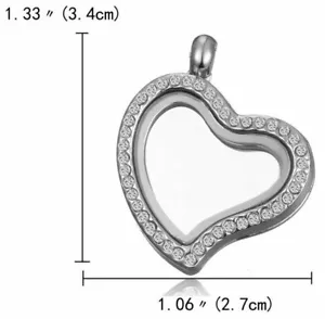 29MM Crystal Floating Charms Living Memory Heart Glass Locket Pendant No Chain - Picture 1 of 1