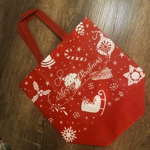Reuseable Christmas Gift Bags, Durable, Cloth Handles, 12"w x  10" H x 7"deep - Picture 1 of 9
