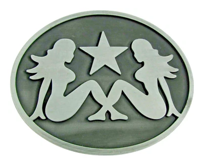 Hebilla de cinturón Mudflap niña solapa de barro antiguo gris metal camionero occidental hombres occidental Foto 1 de 4