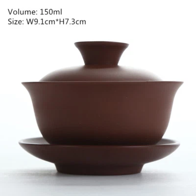 Tazón de té chino de arcilla púrpura Yixing Zisha Gaiwan con múltiples patrones tapa de platillo Foto 1 de 4
