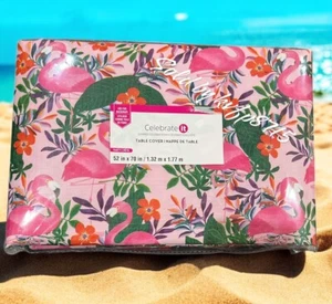 Table Cover Table Cloth Flamingo Summer Theme Tropical Spring 52x70” Backdrop - Picture 1 of 3