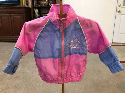 Винтажный Weebok от Reebok ребенка ясельного возраста девочек розовый и синий вышитая куртка размер 12 Mo - Изображение 1 из 4