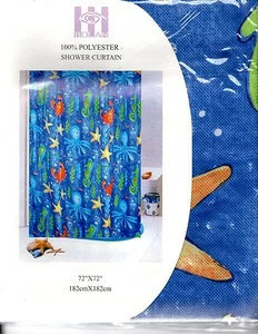 Ocean View Blue Fabric Shower Curtain 100% Mildew-Resistant Polyester 72 X 72 - Picture 1 of 2