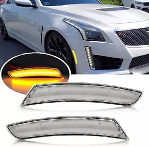 2x For 2015-2019 Cadillac CTS ATS Front Bumper LED Side Marker Lights Lamp Clear - Picture 1 of 5