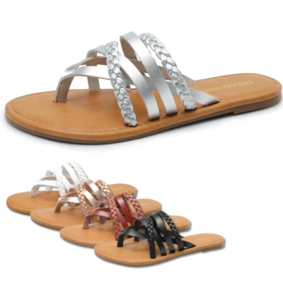 Sandálias femininas casuais tanga tira em T chinelo alça muti sandálias de praia casuais - Imagem 1 de 4