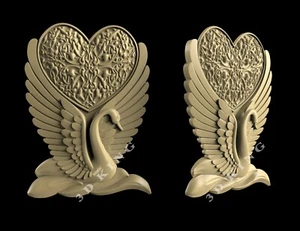 3D STL Modell SWAN & HEART für CNC Oberfräse Aspire Artcam 3D Drucker Graveur Cut3D - Bild 1 von 1