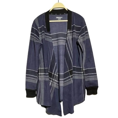 Chaqueta Dkny Plumero Kimono Cárdigan Túnica Polar Mujer Talla S Cuadros Abierta Cómoda Foto 1 de 4