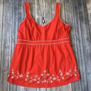 Maternity Top Womens XL 16 18 Sleeveless Tank Boho Red Embroidered 4th of July - Picture 1 of 4