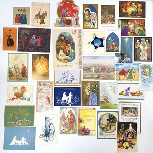 Lote 34 Tarjetas Navideñas Belén Vintage Cristiano Niño Jesús Años 50-80 Artesanía - Imagen 1 de 17