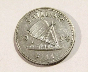 Fiji 1934 1 Shilling Silver Coin - Picture 1 of 5